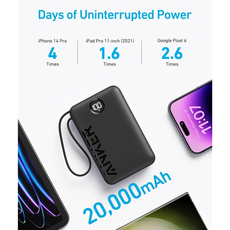 پاوربانک انکر مدل A1647H11 ظرفیت 20000 میلی آمپر  