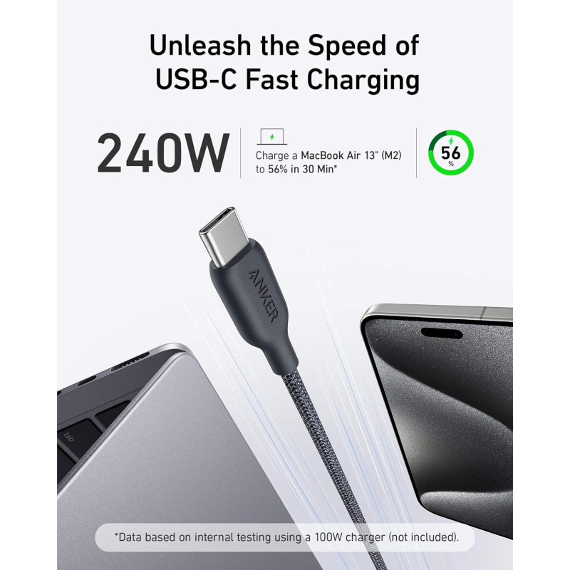 کابل USB-C 240W انکر مدل A80F5H11 طول 0.9 متر