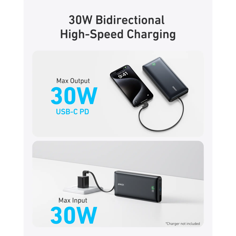 پاوربانک 30 وات انکر مدل A1387 ظرفیت 20000 میلی آمپر